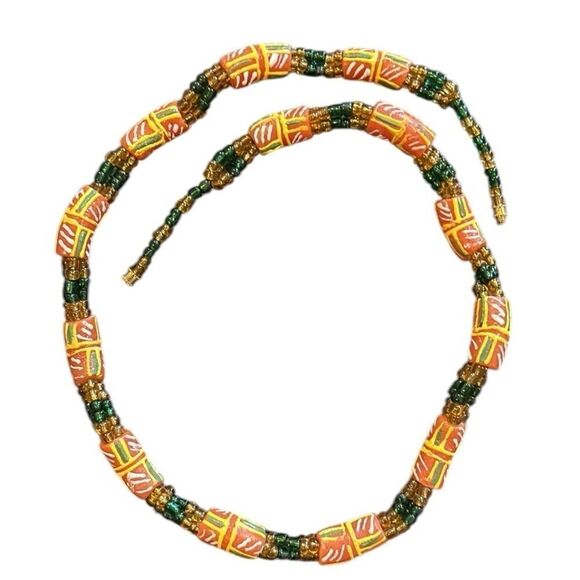 Source Unknown Jewelry - Vintage African Jamaica Glass Rastafarian Screw Closure Necklace